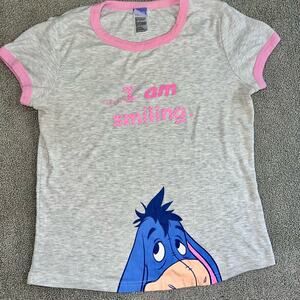 Vintage Disney Eeyore "I am smiling" women's T shirt / sleepwear shirt size Med